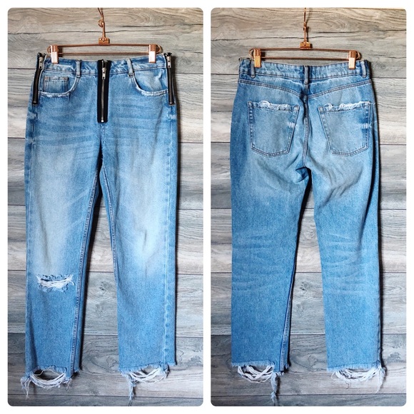 Zara distressed crop zipper jeans - Picture 2 of 4